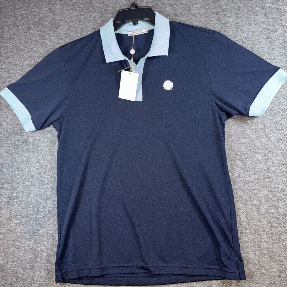 MARK & LONA Womens Performance Golf Polo Shirt Skull Logo Navy Blue Sz XL New - Picture 1 of 11